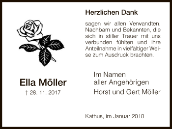 Traueranzeige von Ella Möller von Hersfeld