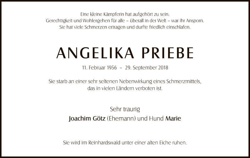 Traueranzeige für Angelika Priebe vom 06.10.2018 aus Hersfeld