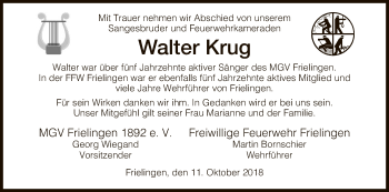 Traueranzeige von Walter Krug von Hersfeld