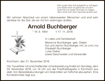 Traueranzeige von Arnold Buchberger von Hersfeld