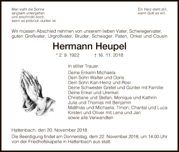 Traueranzeige von Hermann Heupel von Hersfeld