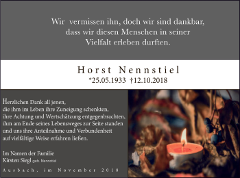 Traueranzeige von Horst Nennstiel von Hersfeld