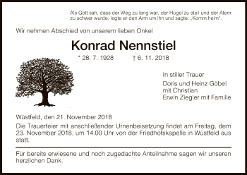 Traueranzeige von Konrad Nennstiel von Hersfeld