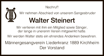 Traueranzeige von Walter Steinert von Hersfeld