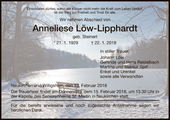 Traueranzeige von Anneliese Löw-Lipphardt von Hersfeld