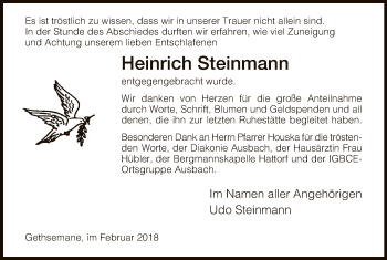 Traueranzeige von Heinrich Steinmann von Hersfeld