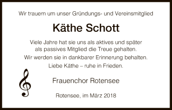 Traueranzeige von Käthe Schott von Hersfeld