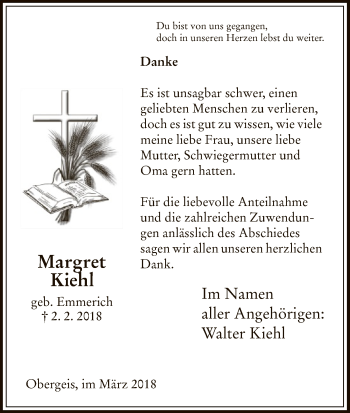 Traueranzeige von Margret Kiehl von Hersfeld