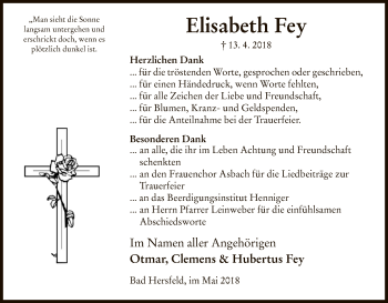 Traueranzeige von Elisabeth Fey von Hersfeld