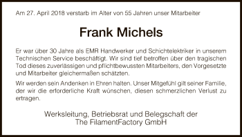 Traueranzeige von Frank Michels von Hersfeld