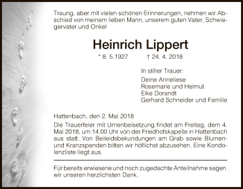 Traueranzeige von Heinrich Lippert von Hersfeld