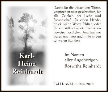 Traueranzeige von Karl-Heinz Reinhardt von Hersfeld