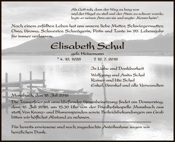 Traueranzeige von Elisabeth Schul von Hersfeld