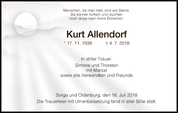 Traueranzeige von Kurt Allendorf von Hersfeld