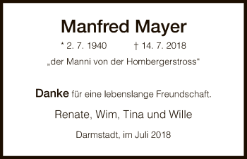 Traueranzeige von Manfred Mayer von Hersfeld