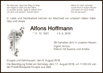 Traueranzeige von Alfons Hoffmann von Hersfeld