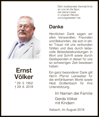 Traueranzeige von Ernst Völker von Hersfeld