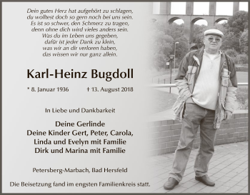 Traueranzeige von Karl-Heinz Bugdoll von Hersfeld