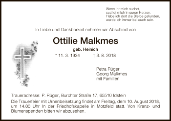 Traueranzeige von Ottilie Malkmes von Hersfeld