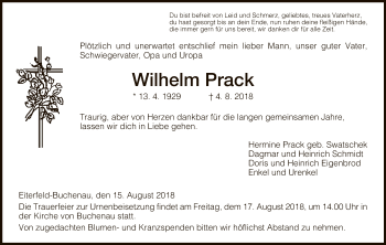 Traueranzeige von Wilhelm Prack von Hersfeld