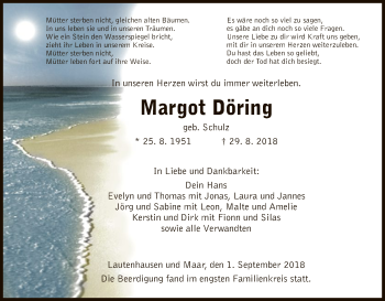 Traueranzeige von Margot Döring von Hersfeld