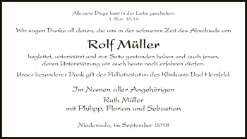 Traueranzeige von Rolf Müller von Hersfeld