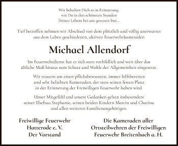 Traueranzeige von Michael Allendorf von Hersfeld