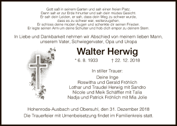 Traueranzeige von Walter Herwig von Hersfeld