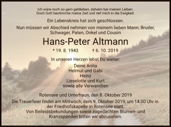 Traueranzeige von Hans-Peter Altmann von Hersfeld