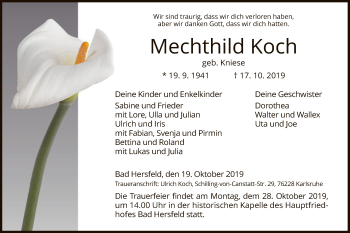 Traueranzeige von Mechthild Koch von Hersfeld