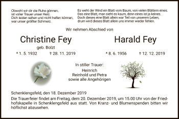 Traueranzeige von Christine und Harald Fey von Hersfeld