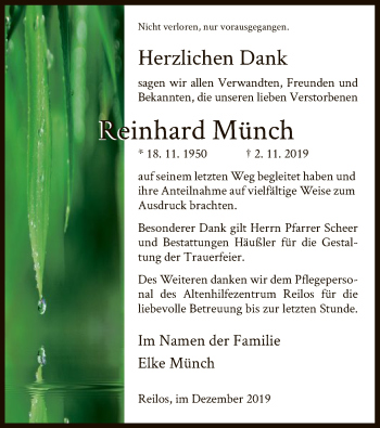 Traueranzeige von Reinhard Münch von Hersfeld