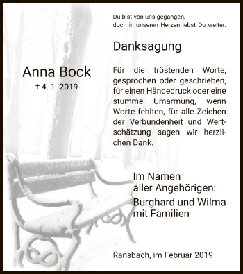 Traueranzeige von Anna Bock von Hersfeld