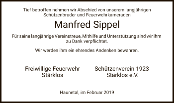 Traueranzeige von Manfred Sippel von Hersfeld