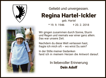 Traueranzeige von Regina Hartel-Ickler von Hersfeld