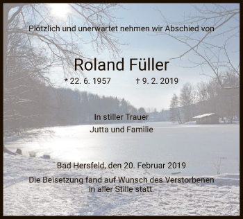 Traueranzeige von Roland Füller von Hersfeld
