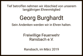 Traueranzeige von Georg Burghardt von Hersfeld