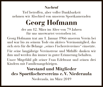 Traueranzeige von Georg Hofmann von Hersfeld