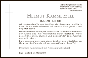 Traueranzeige von Helmut Kammerzell von Hersfeld