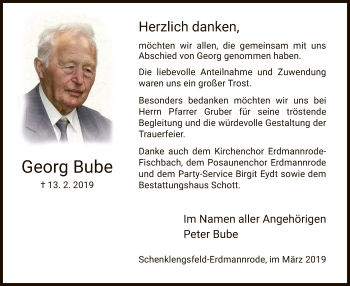 Traueranzeige von Peter Bube von Hersfeld