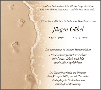 Traueranzeige von Jürgen Göbel von Hersfeld