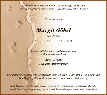 Traueranzeige von Margit Göbel von Hersfeld