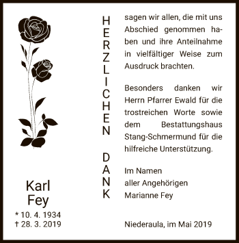 Traueranzeige von Karl Fey von Hersfeld