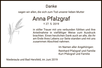 Traueranzeige von Anna Pfalzgraf von Hersfeld