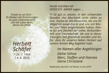 Traueranzeige von Herbert Schäfer von Hersfeld
