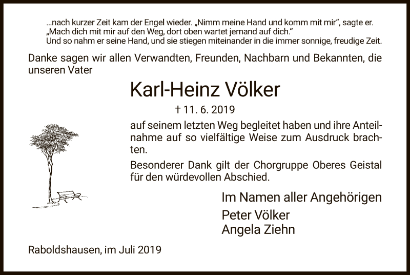  Traueranzeige für Karl-Heinz Völker vom 13.07.2019 aus Hersfeld