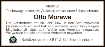 Traueranzeige von Otto Morawe von Hersfeld