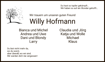 Traueranzeige von Willy Hofmann von Hersfeld