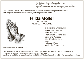 Traueranzeige von Hilde Möller von Hersfeld