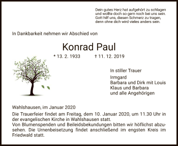 Traueranzeige von Konrad Paul von Hersfeld